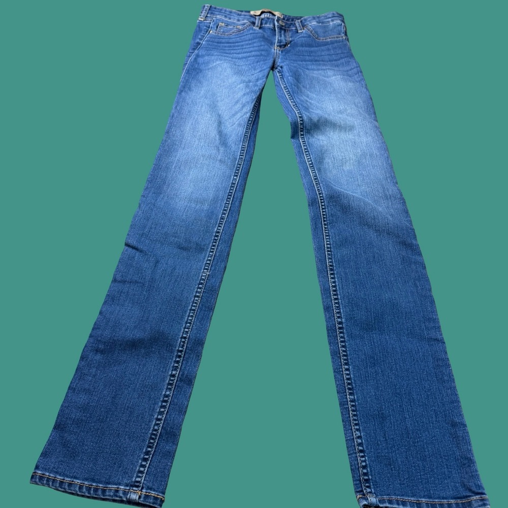 Hollister Womens Skinny Jeans Size 1 Long W28 L34 Blue Denim Low Rise Y2K